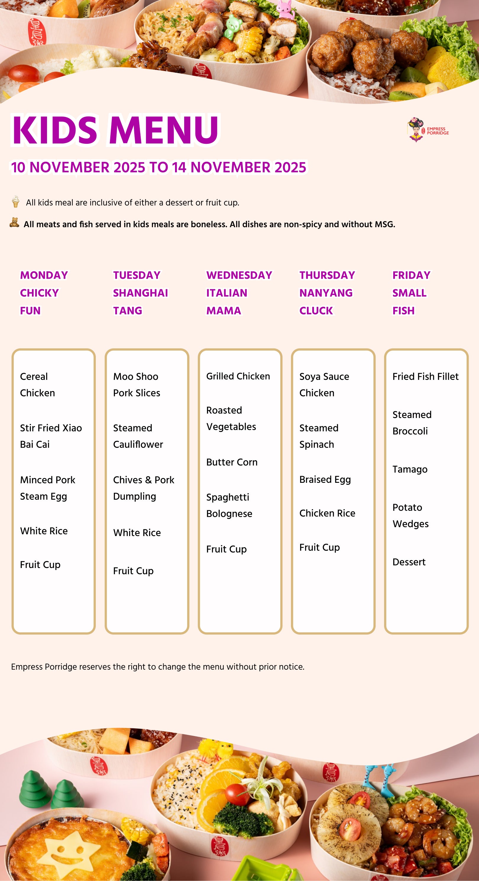 Kids Meal, Tingkat, Dinner