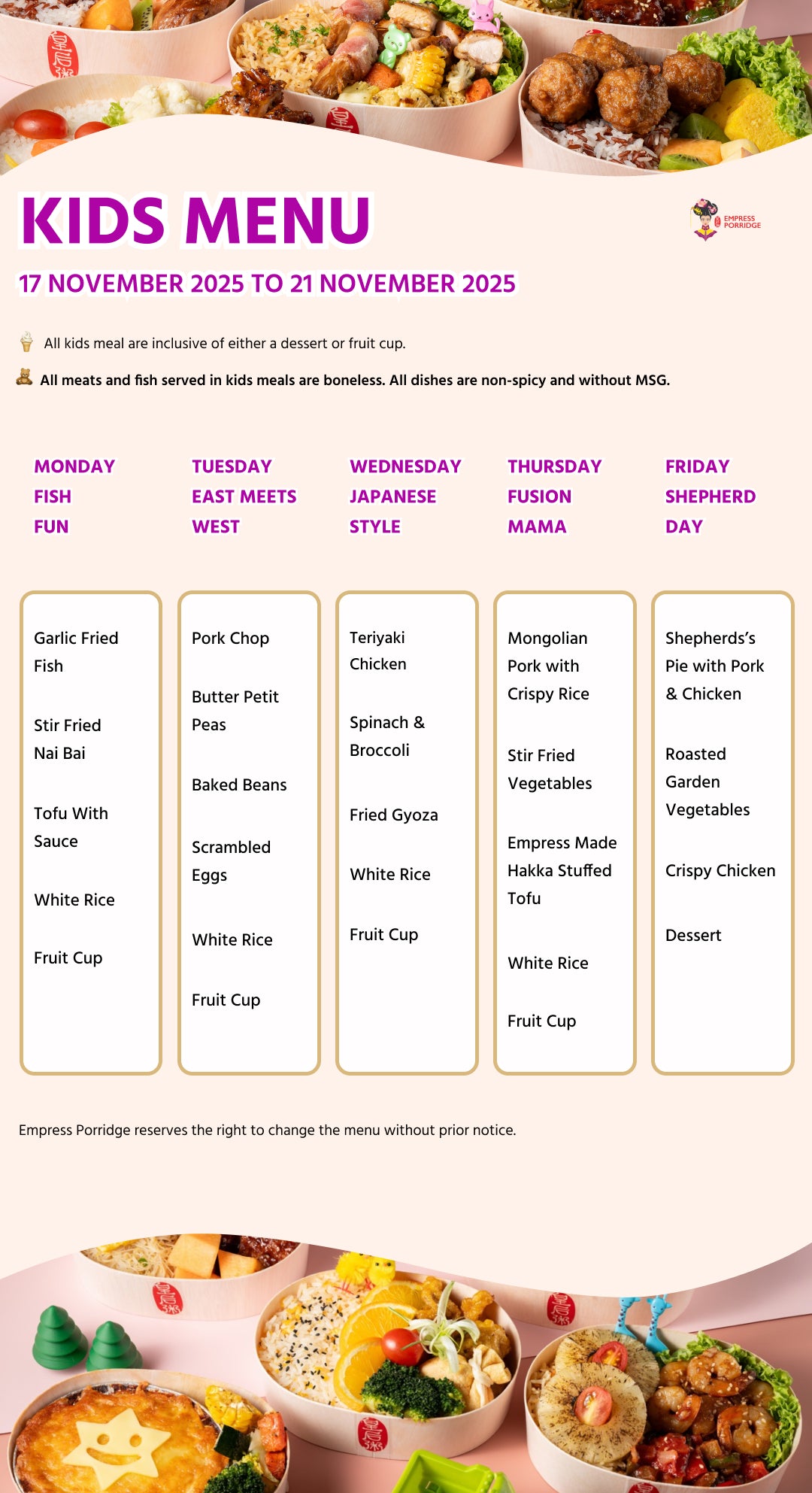 Kids Meal, Tingkat, Dinner