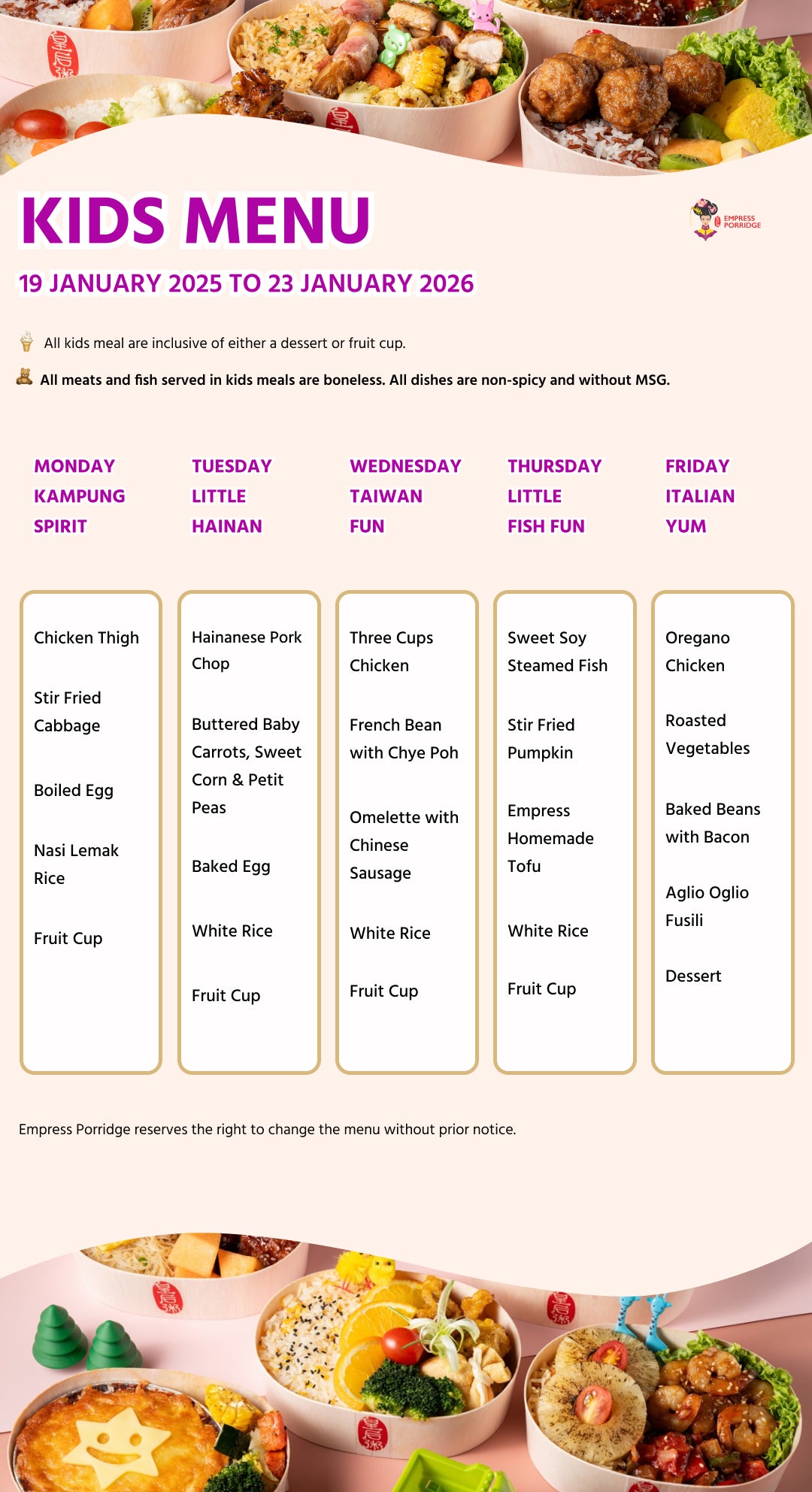 Kids Meal, Tingkat, Dinner