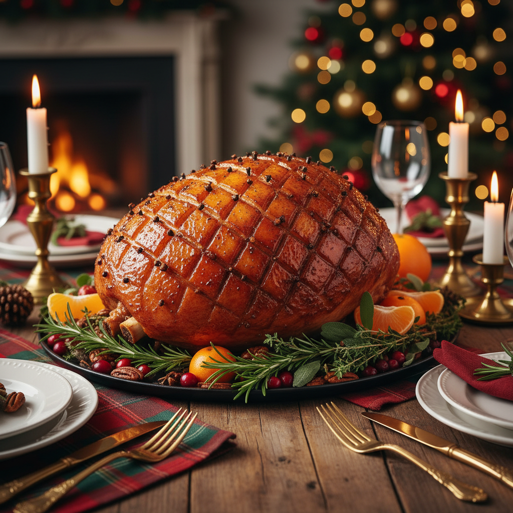 Bone-In Christmas Gammon Ham with Applesauce